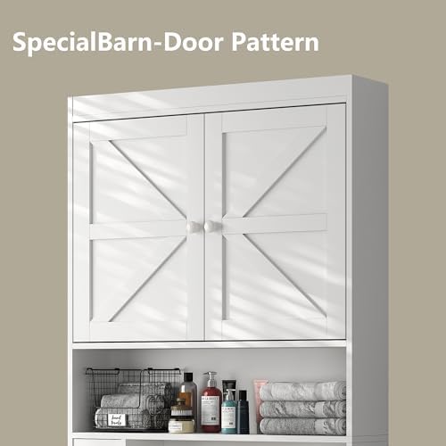 Furnideco Over The Toilet Storage Cabinet with Barn Doors, 32.3''W