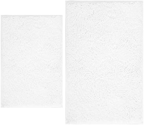 BOANKODU White Bathroom Rugs Sets 2 Piece, Soft Chenille Bath Mat