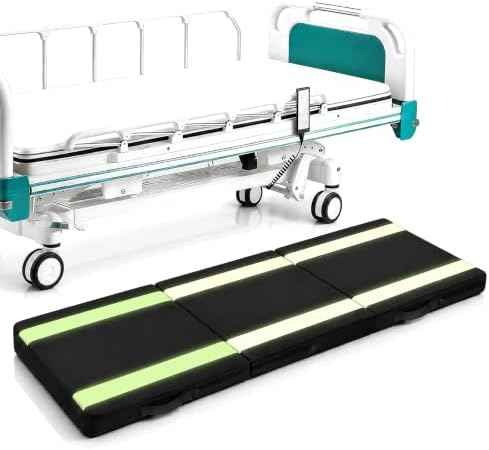 71"x24" Fall Mat for Elderly Bedside Thick Mat with Glow-in-The-Dark Strips, Foldable Floor Mat for Floor Protection, Non-Slip Waterproof Oxford Cover, Portable Handle