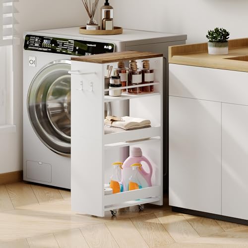ChooChoo 4-Tier Slim Storage Cart, 7.87 inches Wide Narrow Storage