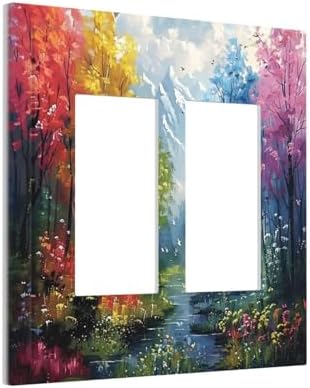 Colorful Forest Snow Mountain River Oil Painting Style Decorative