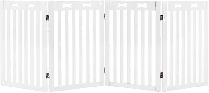 unipaws 29.5'H Free Standing Tall Wooden White Dog Cat Gate, Foldable Pet Fence by unipaws