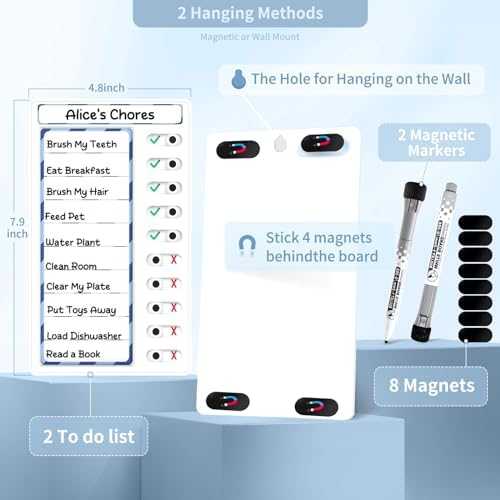 2 Pcs Chore Chart for Kids: Dry Erase My Chores Slider Chart, Magnetic