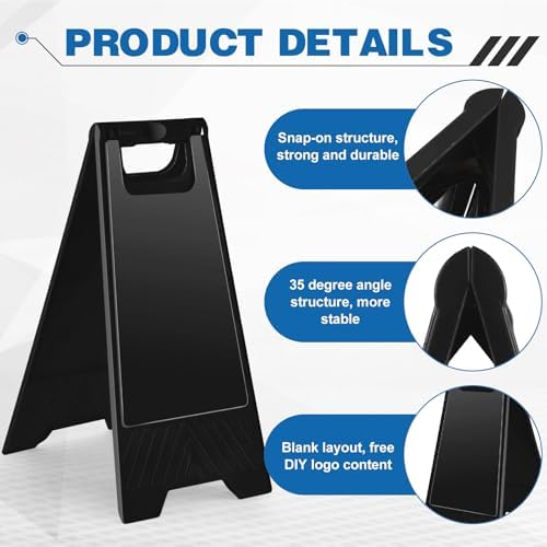 2 Pack 24" Height Blank Floor Sign Black A-frame Foldable Caution Sign
