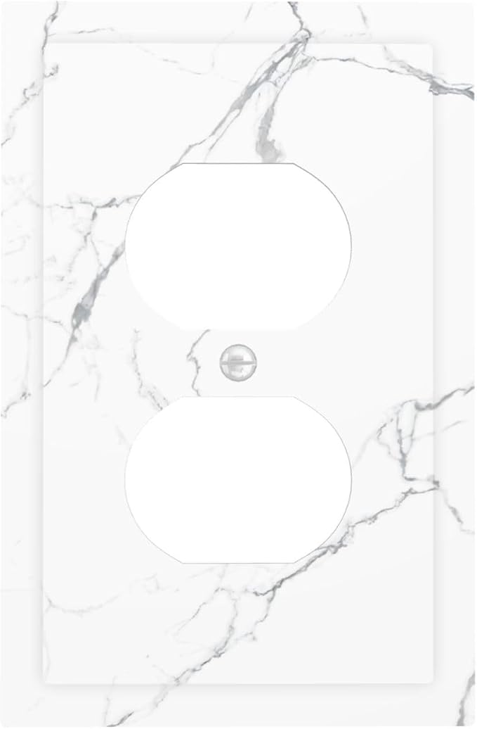 Luxurious White Marble Abstract Print Outlet Covers 1 Gang Duplex Light Switch by Unknown