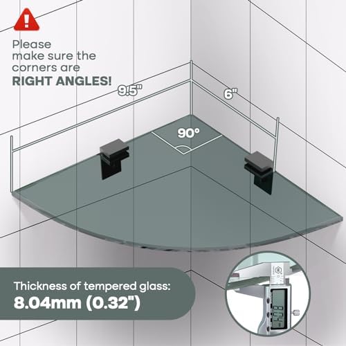 Bakzon 2-Pack Glass Shelf Shower Caddie, Shower Shelves for Inside