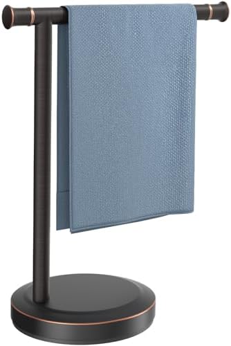 Hoimpro Hand Towel Holder Stand Bathroom Towel Bar Rack Countertop Bronze