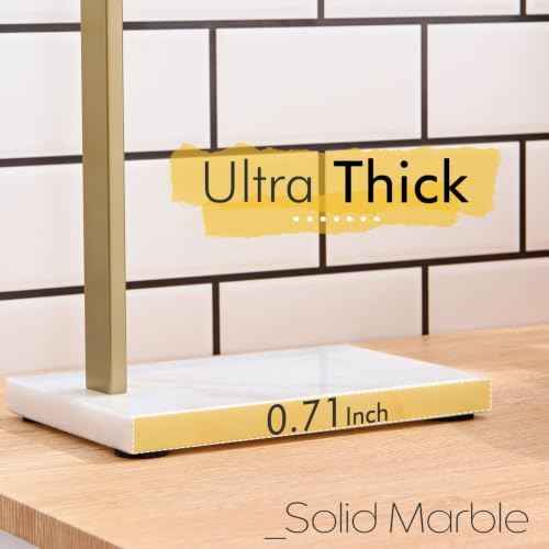 KOKOSIRI Hand Towel Rack Free Standing Towel Bar with Heavy Steady Marble Base for Bathroom Vanity Countertop 15.7'' Height, Champagne Bronze Stainless Steel THS0008-CPG