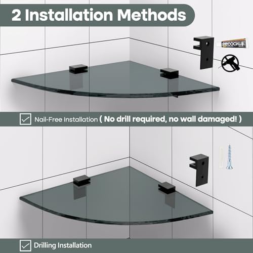 Bakzon 2-Pack Glass Shelf Shower Caddie, Shower Shelves for Inside