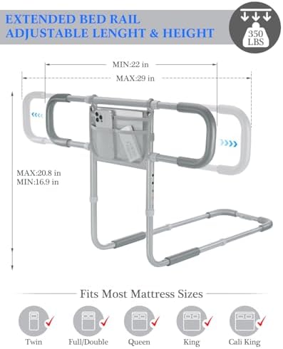 Siebenschläfer Bed Rails for Elderly Adults Safety, Extended Bed
