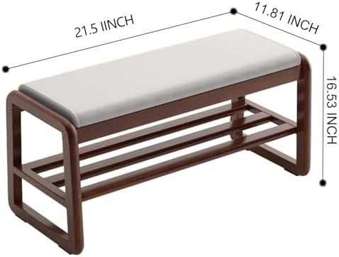 Solid Wood Shoe Bench, 2-Tier Wooden Storage Entryway Bench, Small