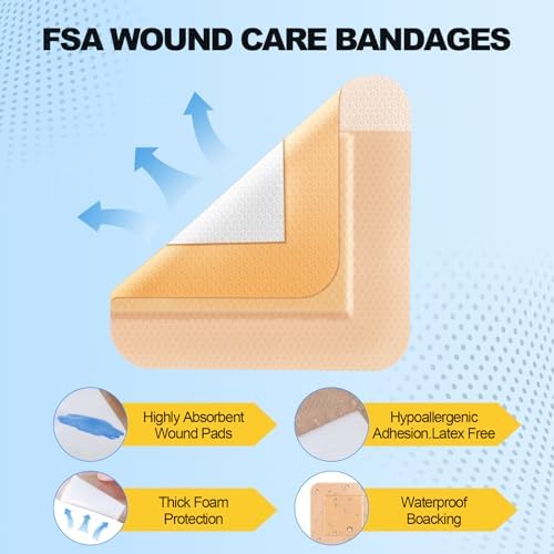 Niceful Silicone Foam Dressing 5x5 inch - Large Bandages for Wounds