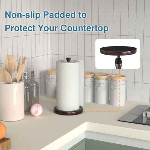 Oil Rubbed Bronze Paper Towel Holder Countertop, Bronze Kitchen Accessories Decor, Stainless Steel, Paper Towel Roll Holder Stand with Ratchet Mechanism for Kitchen Bathroom Farmhouse Essentials