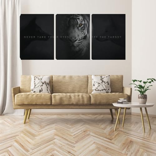 Unbruvo Tiger Motivational Wall Art - 3 Piece Canvas Prints for