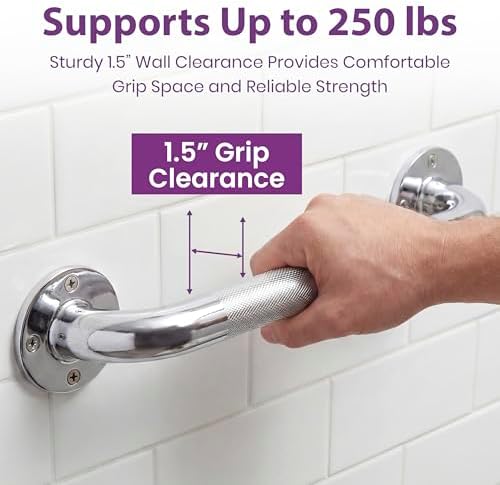 16 Inch Grab Bars for Bathtubs and Showers - Chrome Knurled Bathroom