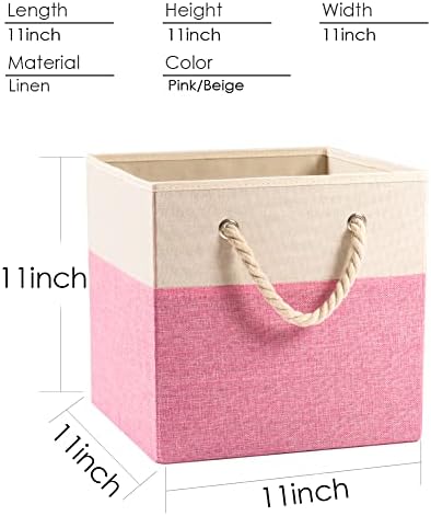 PRANDOM Large Foldable Cube Storage Bins 11x11 inch [4-Pack] Fabric