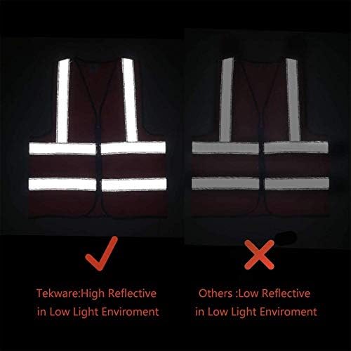 Tekware Safety Vest with High Reflective Strips, Pack of 10 Bright
