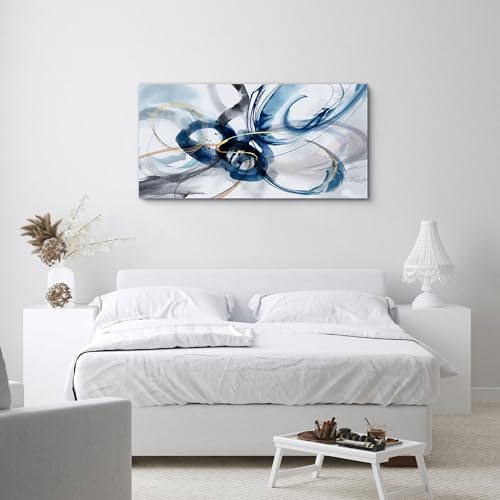 yiijeah Abstract Wall Art - Blue and White Pictures Wall Decor Living