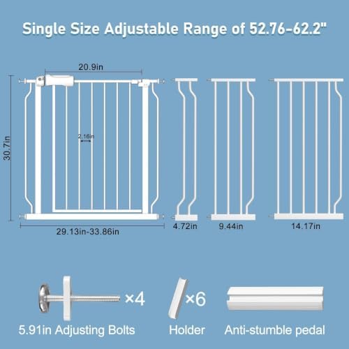 ALLAIBB Extra Wide 52.76-62.2" Pressure Mounted Baby Gate 30" Tall