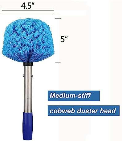Cobweb Duster with Pole, 4ft Stainless Steel Pole Cobweb Brush with