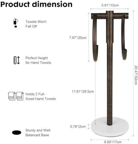 19 inch Oil Rubbed Bronze Double Towel Holder Stand,Hand Towel Bar Bathroom Vanity Countertop Towel Hanger Free Standing,Towel Ring Hardware Accessories Towel Rack