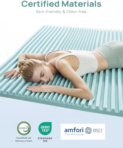 Releep 2IN Cooling Gel Memory Foam Mattress Topper Twin Size, 5-Zone