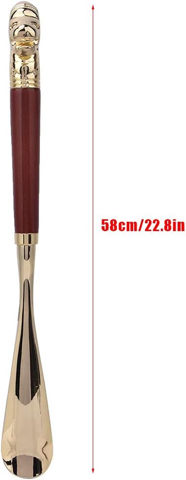 Shoe Horn Long Handled Metal Lion Head Shoe Horn Wooden Long Handle Shoe Lifter - Image 2