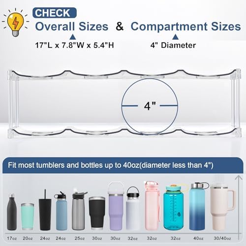 LARGER Compartment - 2 Tier Stackable Water Bottle Organizer Holder