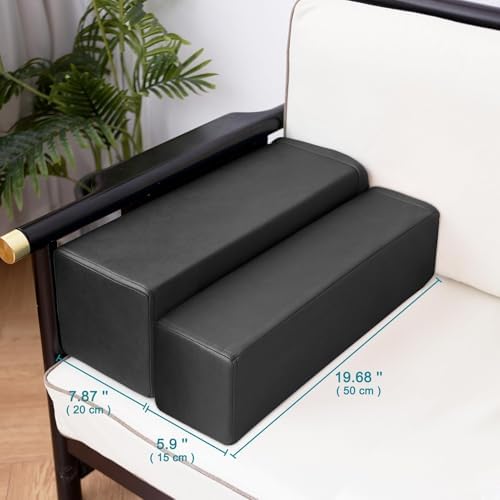 2 Pack Couch Arm Rest Pillow, 6''x6''x20'' Faux Leather Waterproof