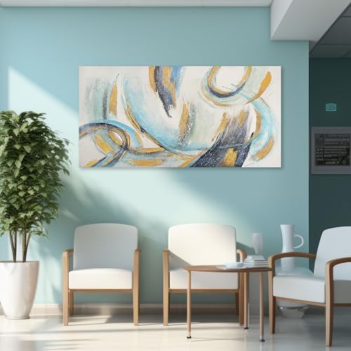 Glvzygy Abstract Wall Art Blue and Gold Wall Art Abstract Canvas Wall