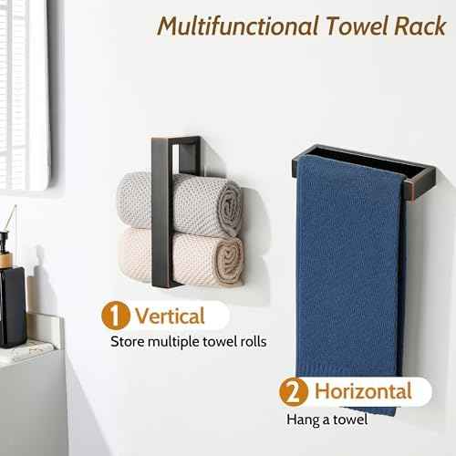 Sayayo Oil Rubbed Bronze Towel Bar for Bathroom, 8 Inch Hand Towel Holder