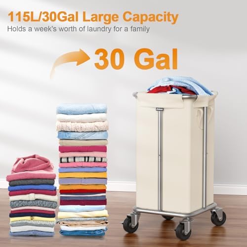 Hodonas Laundry Basket with Wheels, 115L Rolling Laundry Hamper Large