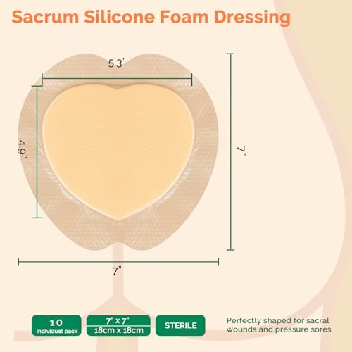 Sacrum Foam Dressing with Border - 10 Packs Silicone Adhesive 7"x7"