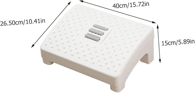 Household Footstool White with Massage Rollers Office Foot Rest Stool Ergonomic - Image 2