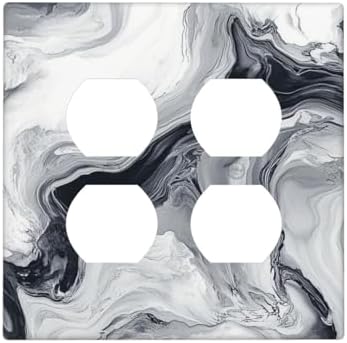 Abstract Marble Ink Texture Grey Marble Print Outlet Covers 2 Gang