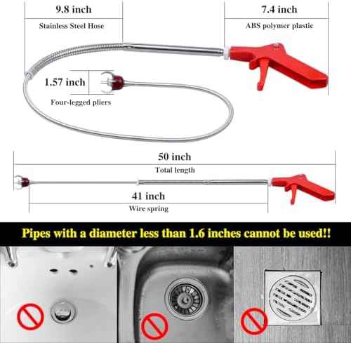 Toilet Auger Drain Snake Cleaner Tool,50" Toilet Snake Clog Remover Tool