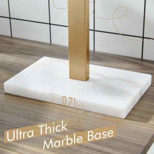 KOKOSIRI Hand Towel Holder Stand Towel Rack with Marble Base for Bathroom Kitchen Vanity Countertop, Champagne Bronze Stainless Steel 15.7'' Height THS0002-SM-CPG