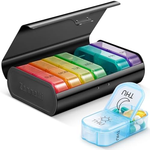 Zannaki Metal XL Weekly Pill Organizer, Twice Daily