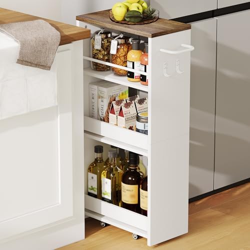 ChooChoo 4-Tier Slim Storage Cart, 7.87 inches Wide Narrow Storage