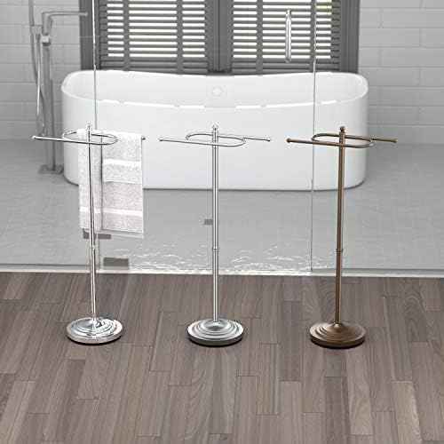 Gatco 1508, Modern Round Base Floor Standing S Style Towel Holder, Bronze / 38" H Freestanding Hand Bath Towel Stand for Bathroom