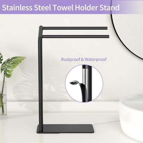LSK Hand Towel Stand, 16.6 in Curved F-Shaped Hand Towel Holder, Black