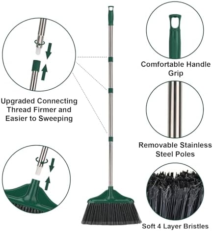 4 PCS Heavy Duty Broom Outdoor/Indoor Commercial Broom with 61" Long