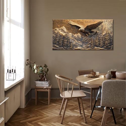 Brown Retro Country Eagle Wall Art for Bedroom Canvas Painting Prints
