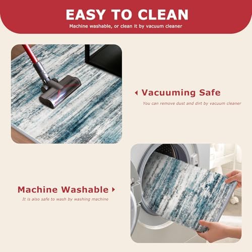 KOZYFLY Modern Abstract Runner Rug, 2x7 Kitchen Rugs Non-Slip Washable