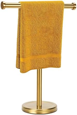 Hand Towel Holder Stand with Heavy Base, Hand Towel Rack for Bathroom (Stainless Steel, Gold Brushed)