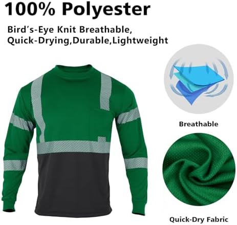 VENDACE Safety Reflective High Visibility Long Sleeve Shirts Class 3