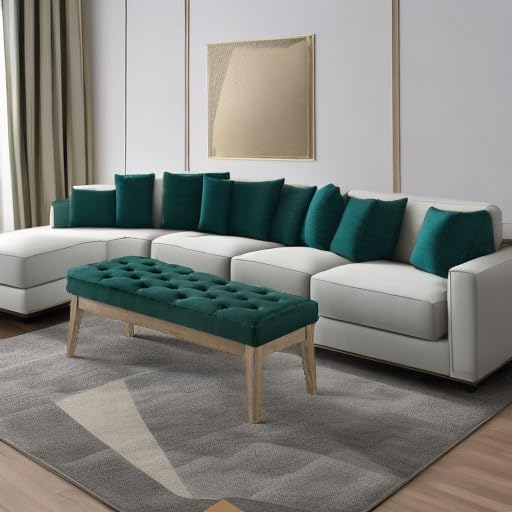 24KF Velvet Upholstered Buttons Tufted Entryway Bench - Image 6