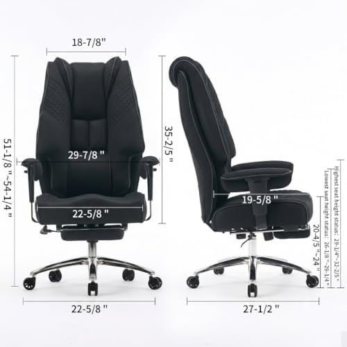 DJ.Wang Big and Tall Office Chair 400lbs, 23" Extra Wide Seat