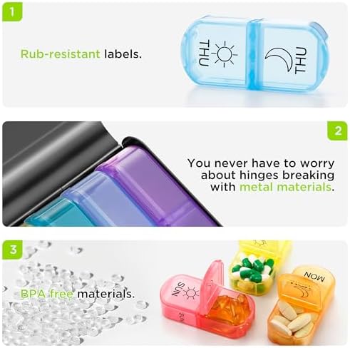 Zannaki Metal XL Weekly Pill Organizer, Twice Daily