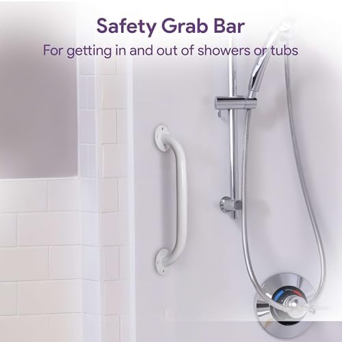 White 18 Inch Grab Bars for Bathtubs and Showers - Powder Coated Steel